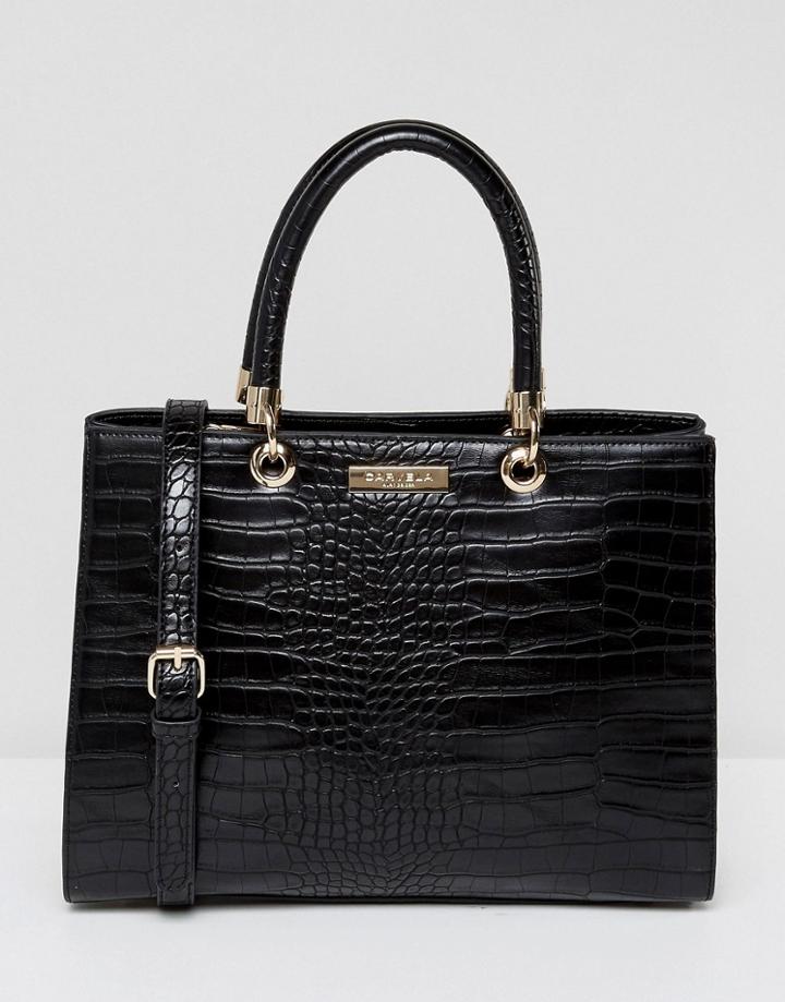 Carvela Darla Mock Croc Structured Tote Bag - Black