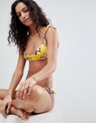 French Connection Floral Frill Bikini Top