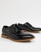 Asos Design Brogue Shoes In Black Faux Leather With Natural Sole - Black