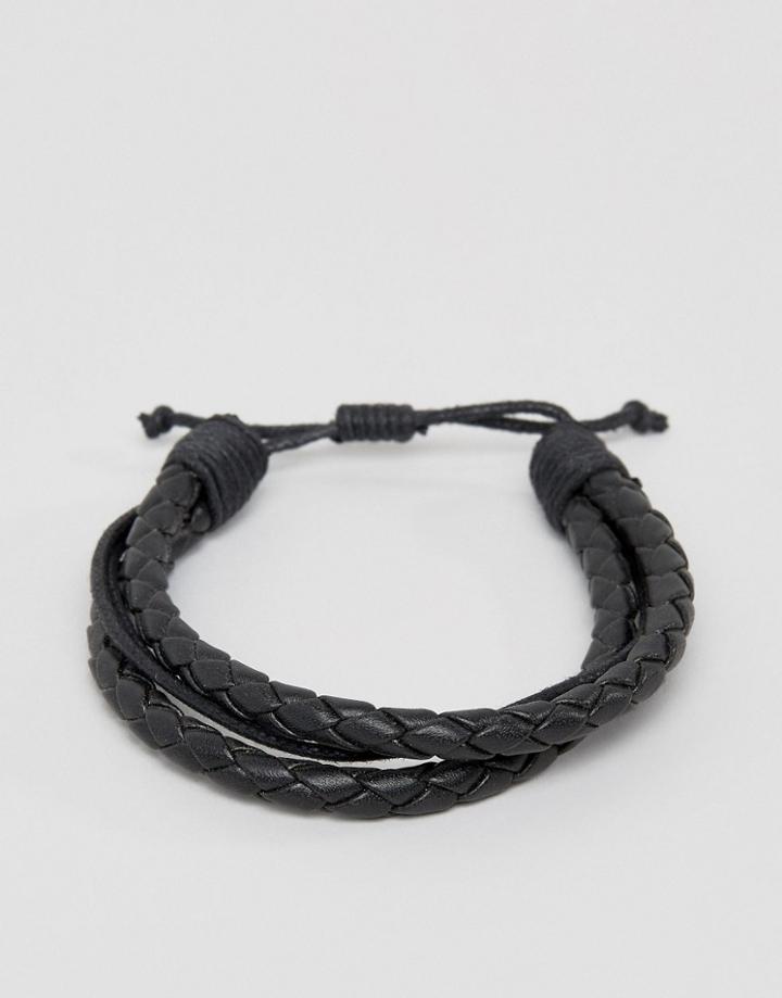 Jack & Jones Jacpeter Wrap Bracelet In Black - Black