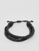 Jack & Jones Jacpeter Wrap Bracelet In Black - Black