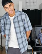 Topman Boxy Shirt In Blue Check-blues