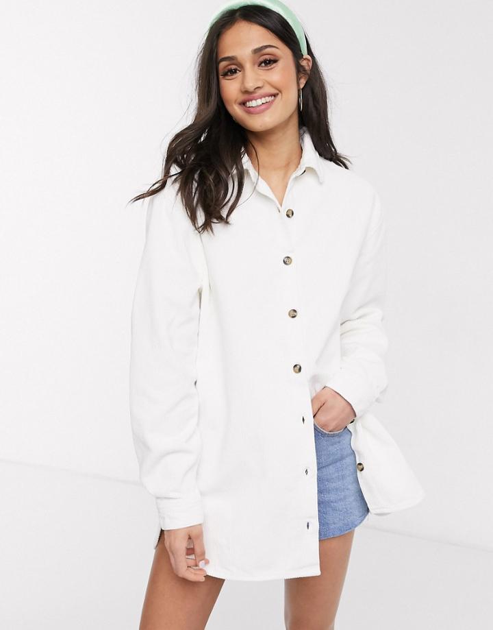 Asos Design Cord Oversized Shirt In White
