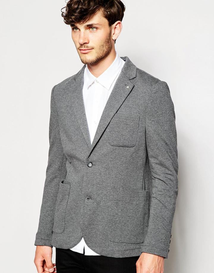 Peter Werth Jersey Blazer In Slim Fit - Gray Marl