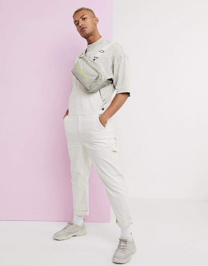Asos Design Utility Overalls In Heavyweight Ecru Canvas-beige
