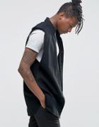 Asos Sleeveless Denim Shirt With Extreme Drop Armhole - Black