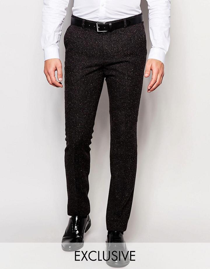 Heart & Dagger Tonal Herringbone Pants With Fleck In Super Skinny Fit - Brown