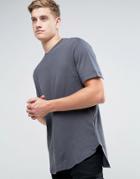 Kiomi Longline Heavyweight T-shirt With Step Hem In Gray - Gray