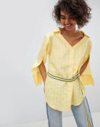 Current Air Belt Wrap Off Shoulder Shirt