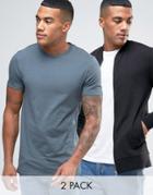 Asos Jersey Muscle Fit Bomber Jacket/longline T-shirt 2 Pack - Multi