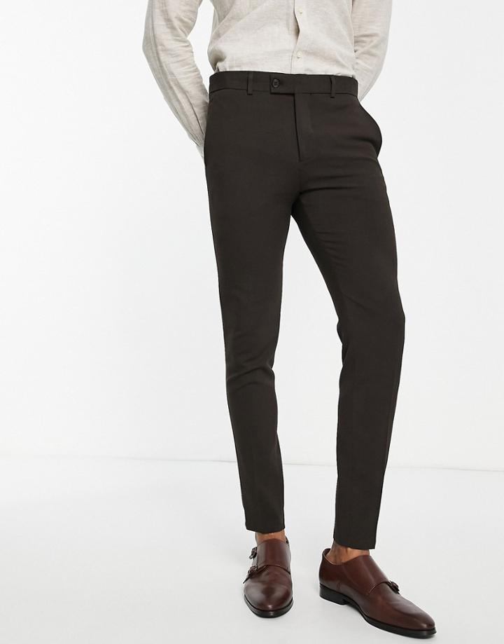 Bolongaro Trevor Wedding Super Skinny Suit Pants-brown