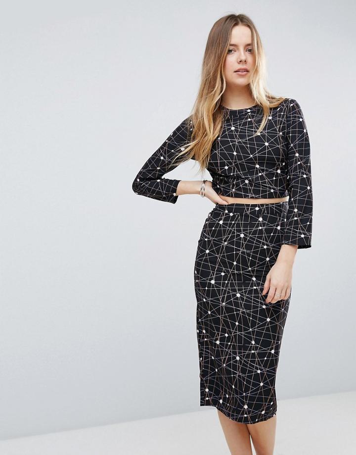 Neon Rose Supernova Crop Top - Black