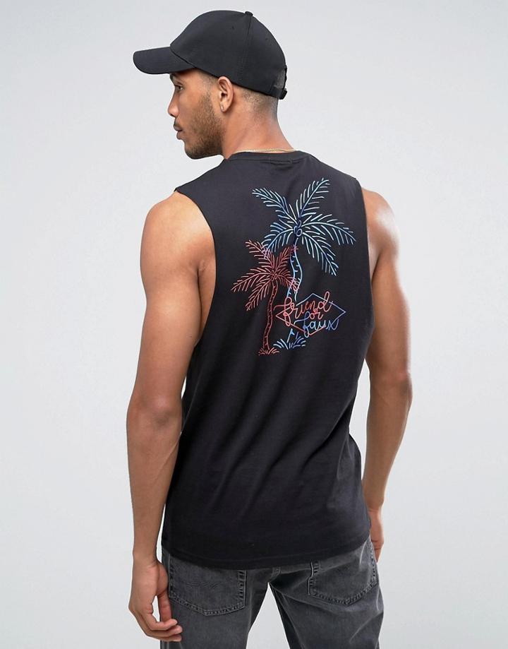 Friend Or Faux Abrahams Back Print Sleeveless T-shirt Tank - Black