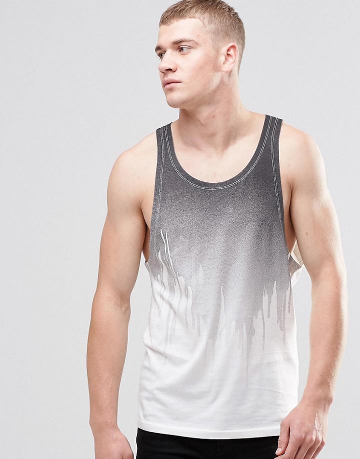 Jack & Jones Tank With Dripping Paint Print - Black