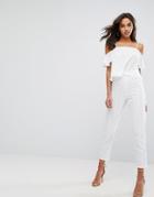 Missguided Broderie Cigarette Pants - White