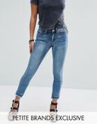 Noisy May Petite Lucy Raw Hem Jeans - Blue
