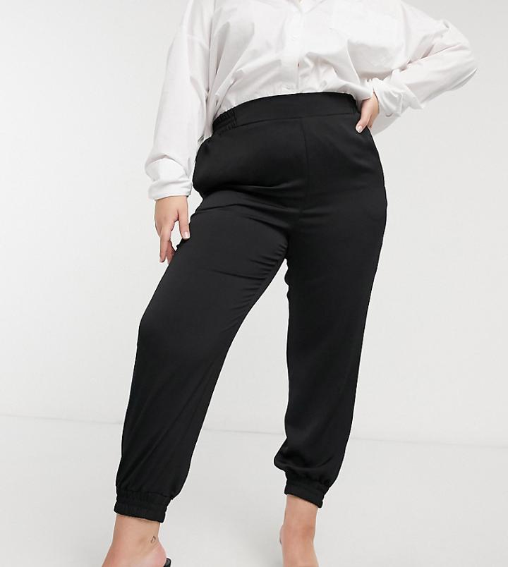 River Island Plus Tailored Crepe Jogger-style Pants In Black