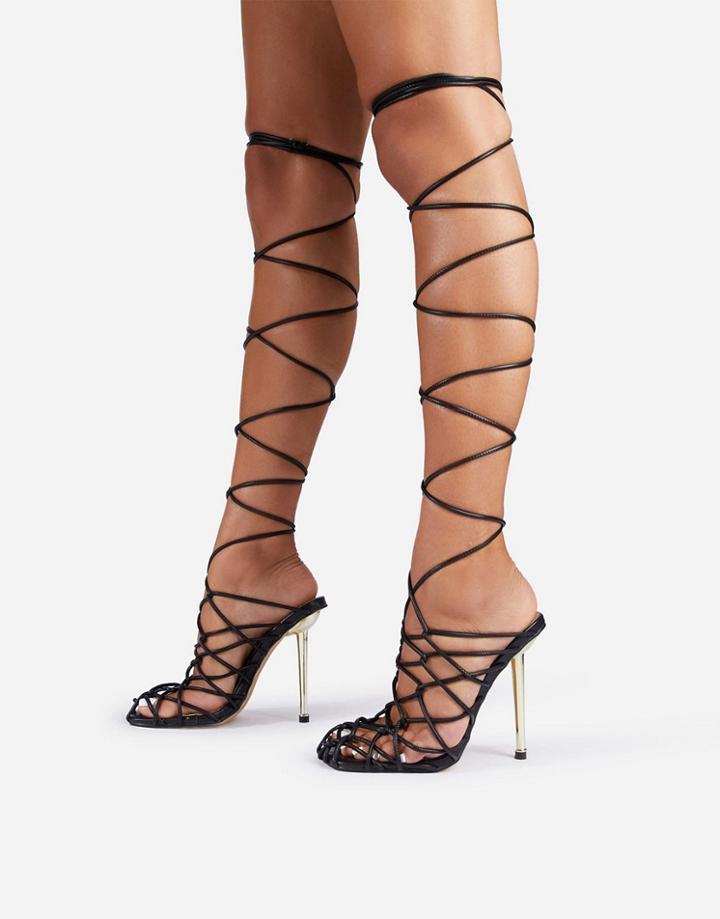 Ego X Molly-mae Showoff Wrap Around Heeled Sandals In Black
