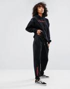 Wasted Paris Relaxed Joggers With Logo In Velour Tracksuit - Black
