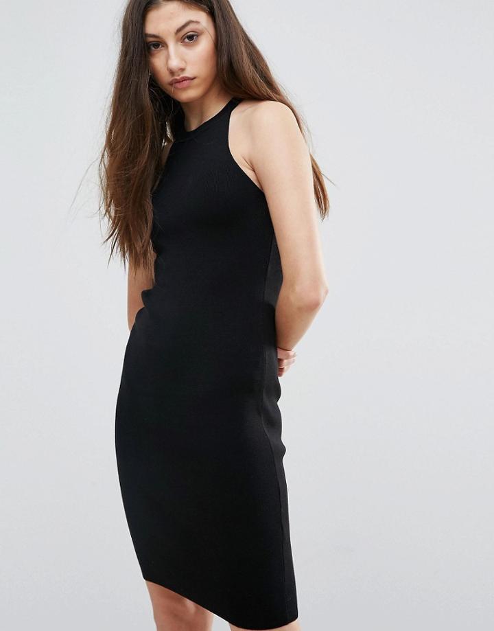 Noisy May Lizzy Zip Bodycon Dress - Black