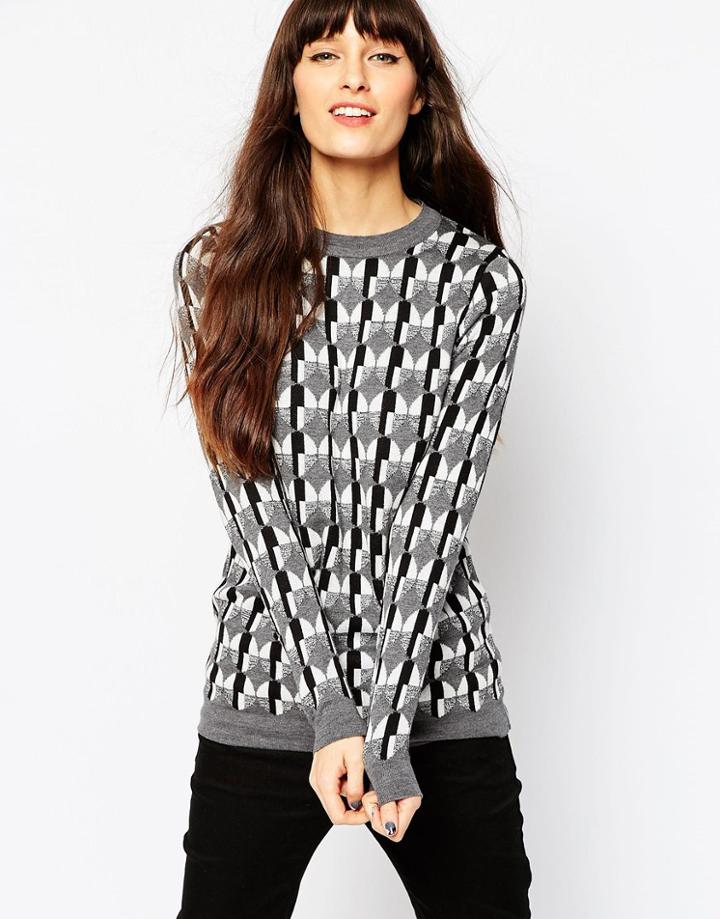 Asos Sweater In 60s Circle Pattern - Multi