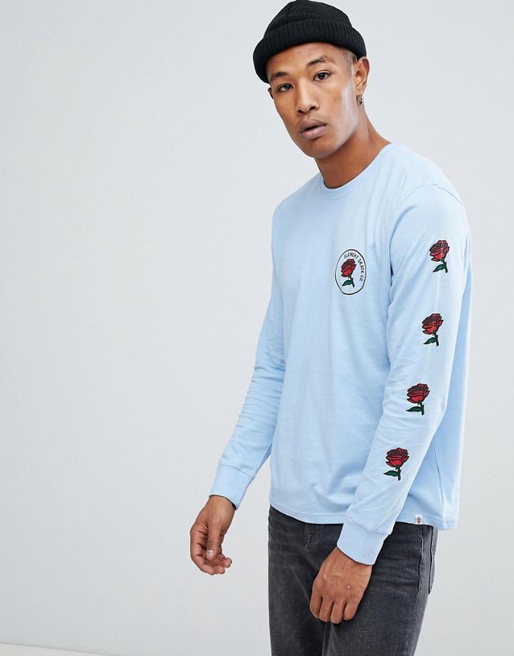 Element Long Sleeve T-shirt With Forces Of Nature Back Print In Blue - Blue