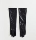 My Accessories London Long Leather Look Touch Screen Gloves In Black
