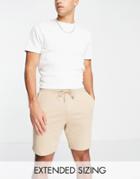 Asos Design Slim Jersey Shorts In Beige-neutral