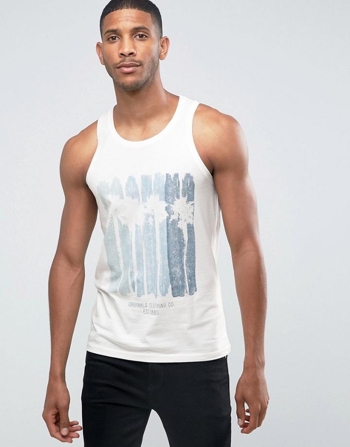 Jack & Jones Originals Tank With All Over Print - White