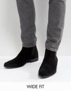 Asos Wide Fit Chelsea Boots In Black Faux Suede - Black