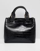 Asos Design Croc Extended Handle Tote Bag - Black