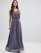 Ax Paris Pleated Maxi Dress With Embellished Detail-gray