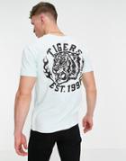 Jack & Jones Originals Oversize T-shirt With Tiger Back Print In Mint-blues