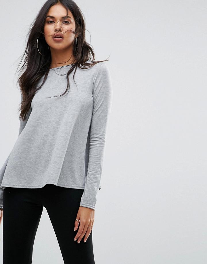 Boohoo Basic Long Sleeve Top In Gray - Gray