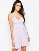 Club L Wrap Front Dress With Crochet Straps - Lilac