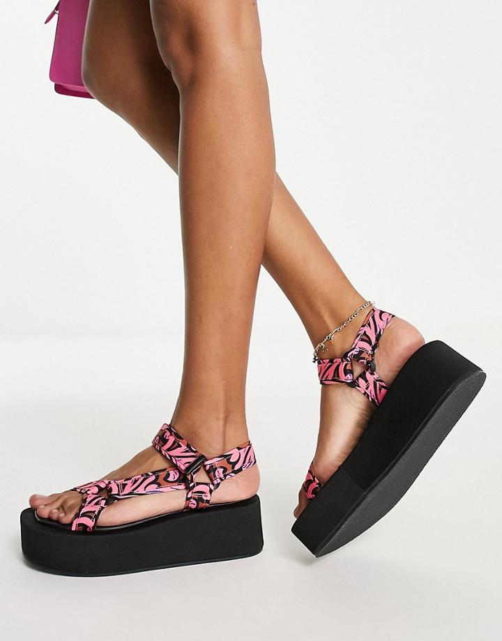 Asos Design Token Chunky Sporty Flatform In Pink