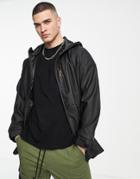 Pull & Bear Rain Jacket In Black