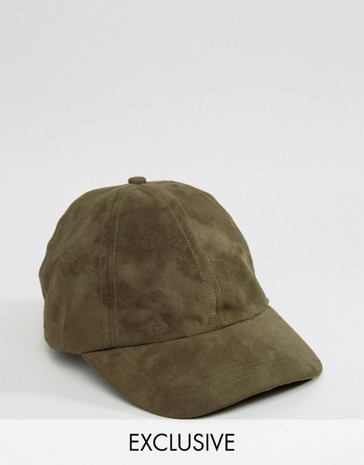 Reclaimed Vintage Baseball Cap In Faux Suede - Green