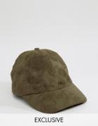 Reclaimed Vintage Baseball Cap In Faux Suede - Green