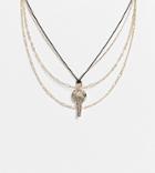 Reclaimed Vintage Inspired Cord And Chain Multirow Necklace With Key In Gold