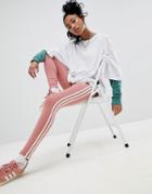 Adidas Originals Three Stripe Leggings In Pink - Pink