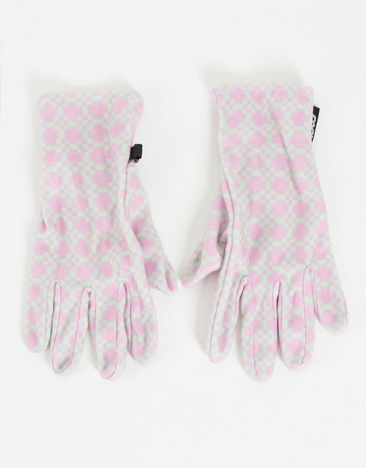 Asos 4505 Polar Fleece Ski Gloves With Print Detail-multi