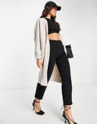 Asos Design Cardigan In Cable In Oatmeal-neutral