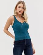 C By Cubic Ribbed Knitted Top In Navy - Navy