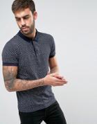 Boss Orange By Hugo Boss All Over Print Polo Regular Fit In Navy - Navy