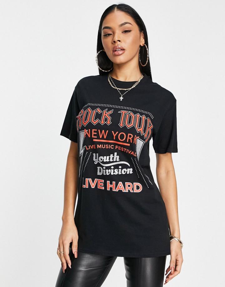I Saw It First Oversized Rock Tour T-shirt In Black