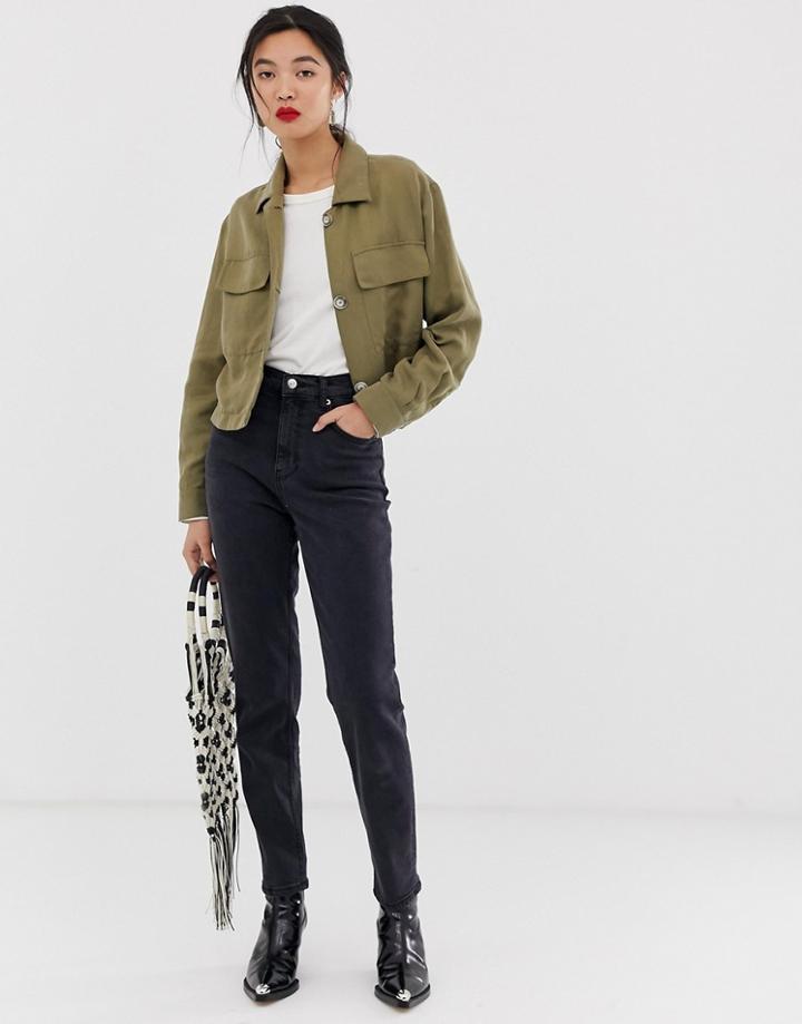 Mango Mom Jeans In Washed Black