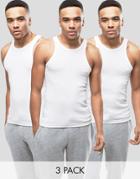 Original Penguin 3 Pack Lounge Tank In White - White