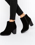 Asos Ella Wide Fit Suede High Ankle Boots - Black