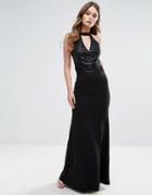 Lipsy Choker Neck Sequin Maxi Dress - Black